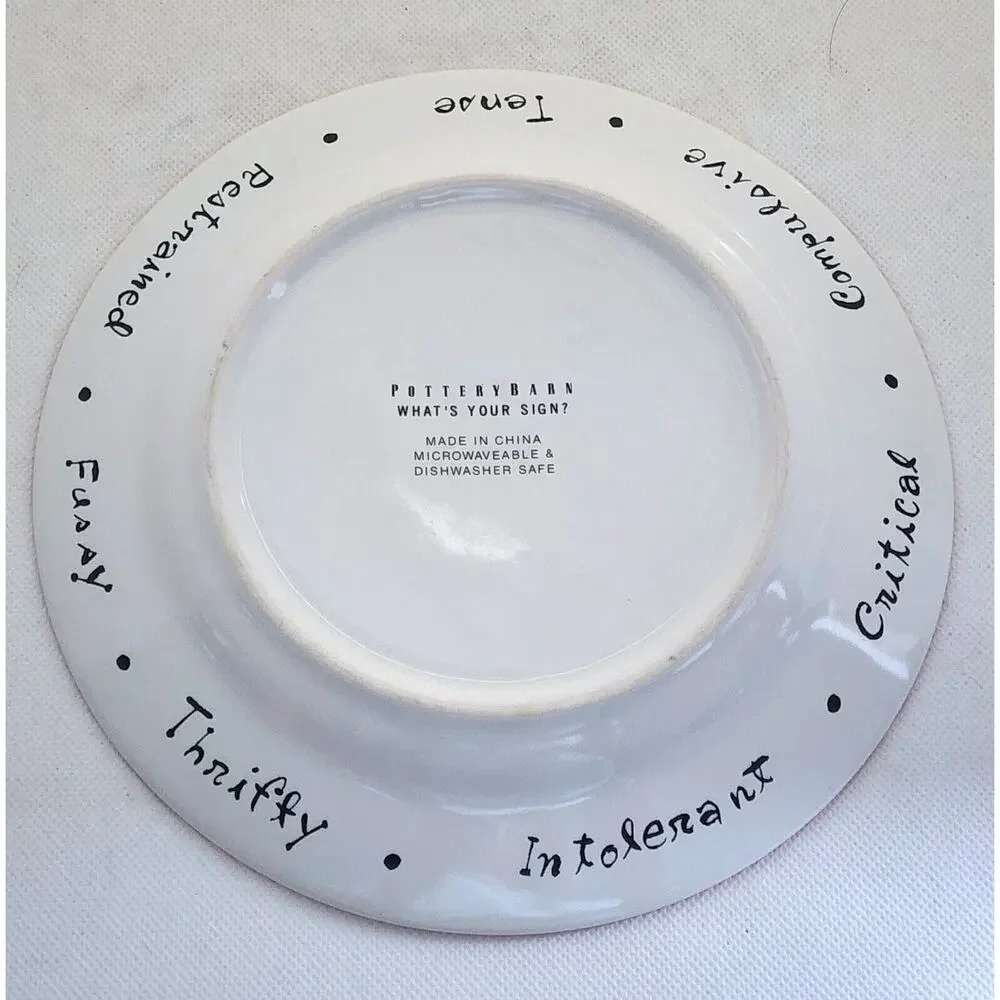 Pottery Barn Virgo Zodiac Salad Dessert Plate Red Rim What's Your Sign? 8